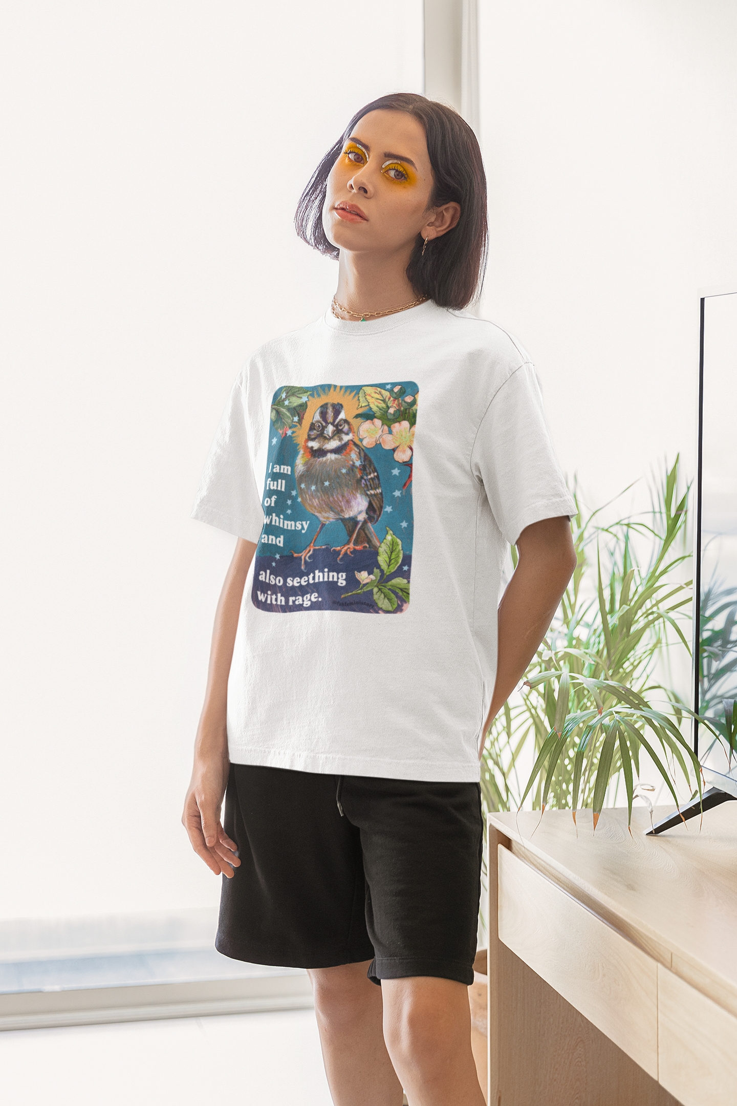 I am full of whimsy and also seething with rage: feminist shirt