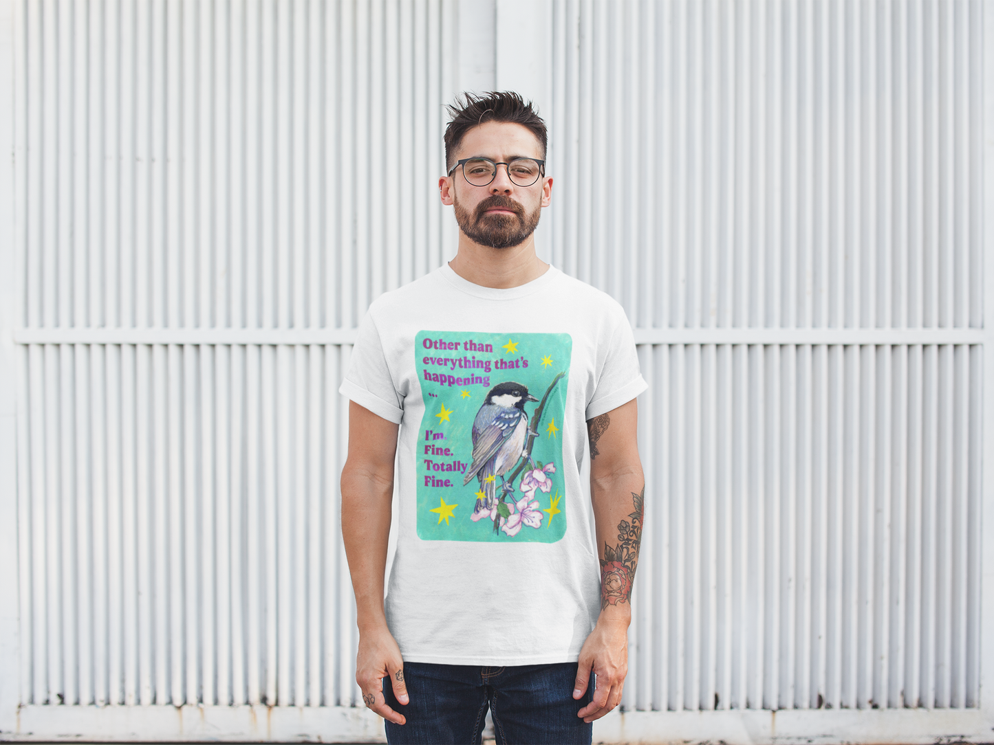 Other than everything that's happening... I'm fine. Totally fine: feminist shirt
