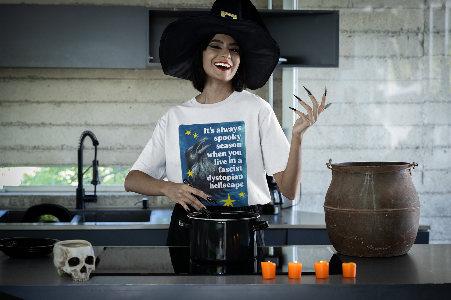 It's always spooky season when you link in a fascist dystopian hellscape: Feminist Shirt