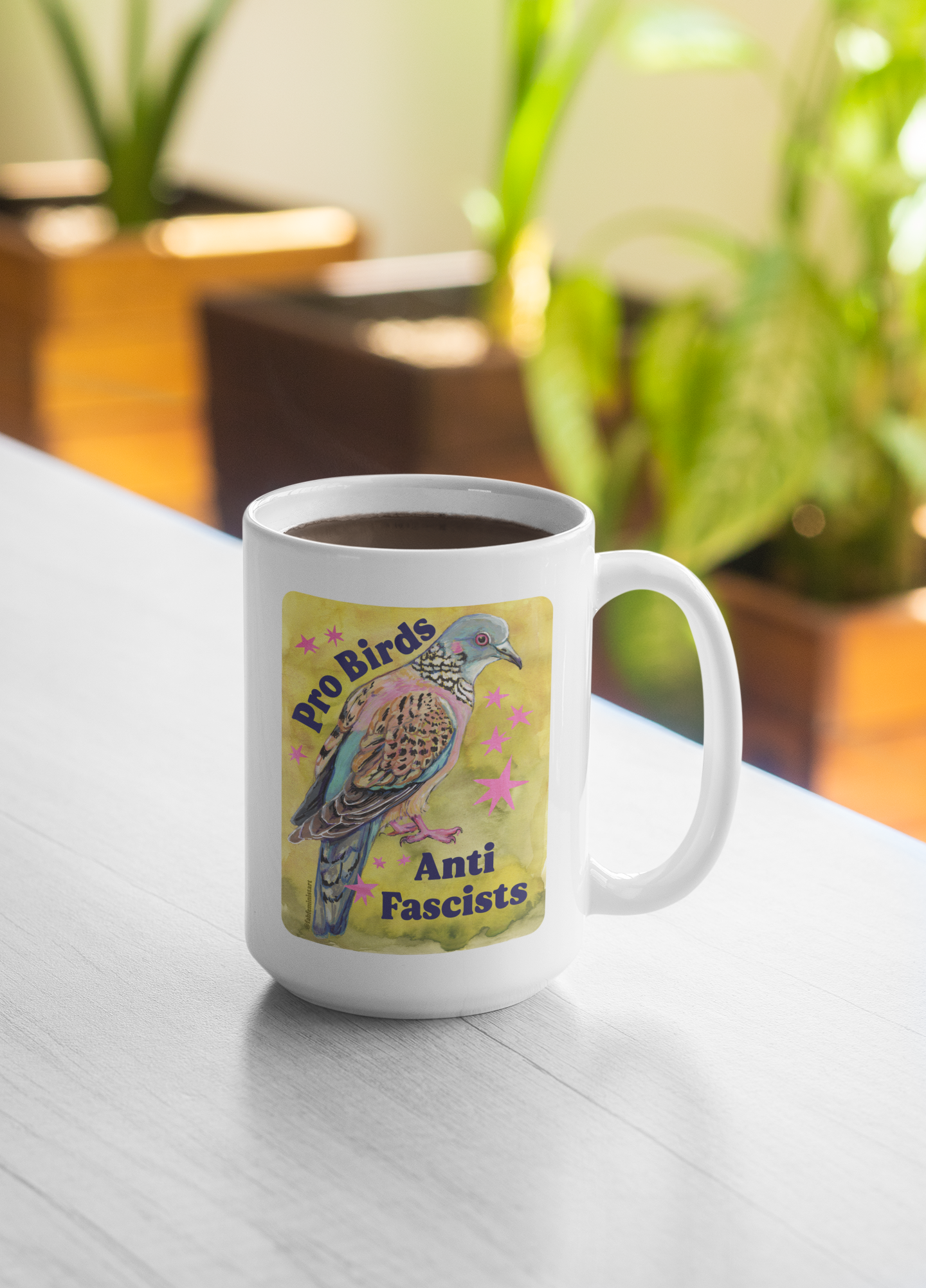 Pro Birds Anti Fascists: Feminist Mug