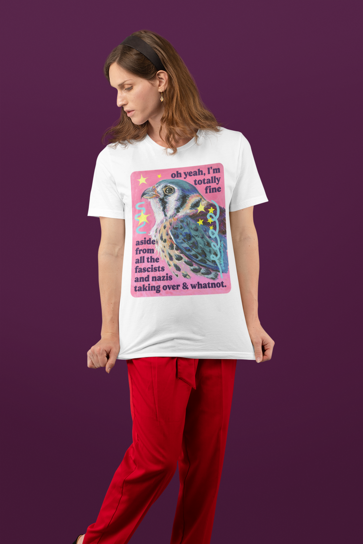 oh yeah, I'm totally fine aside from all the fascists and naz*s taking over and whatnot: feminist shirt