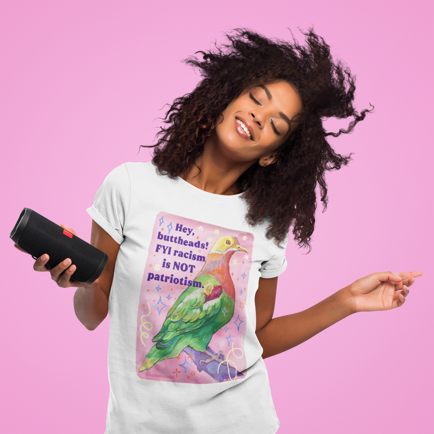 Hey, buttheads! FYI racism is NOT patriotism: feminist shirt
