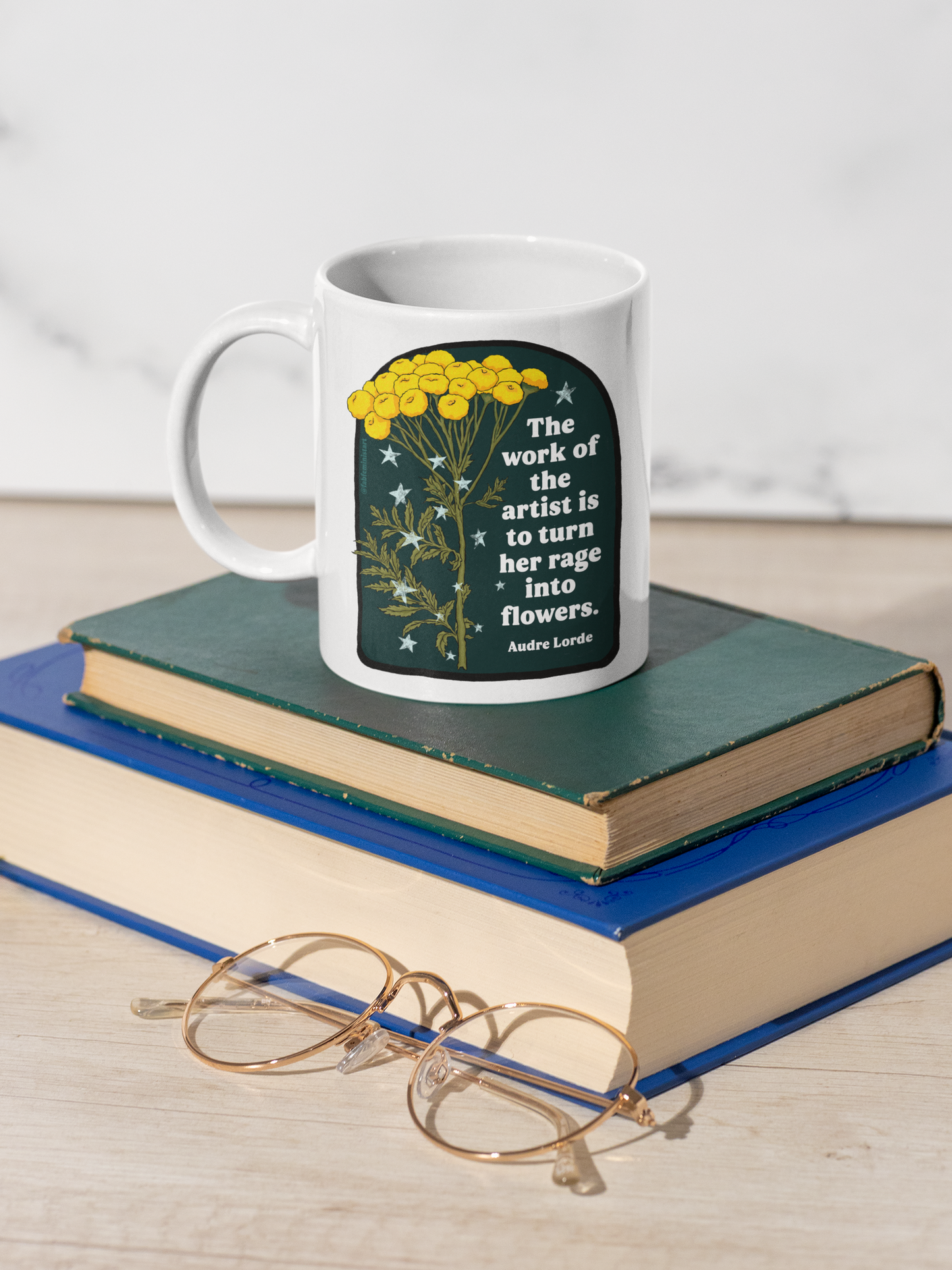 The work of the artist is to turn her rage into flowers, Audre Lorde: feminist mug
