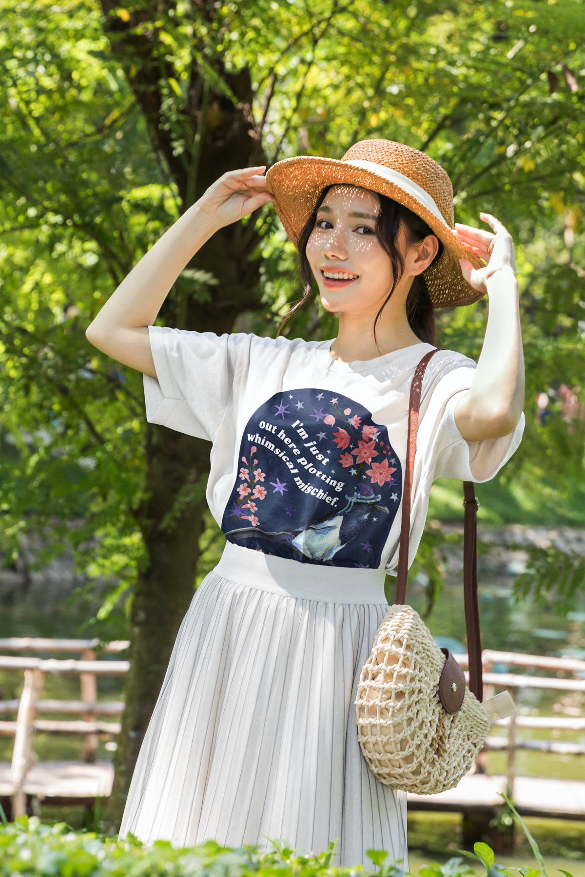 I'm just out here plotting whimsical mischief: magpie tshirt