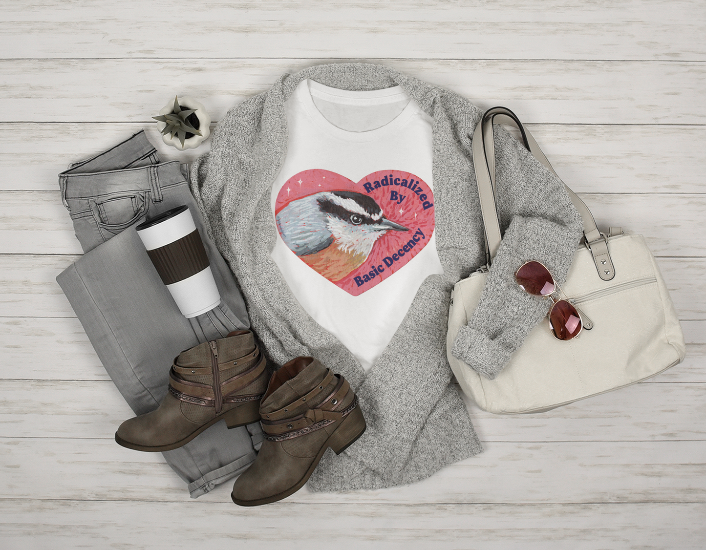 Radicalized By Basic Decency: Bird Heart T-Shirt