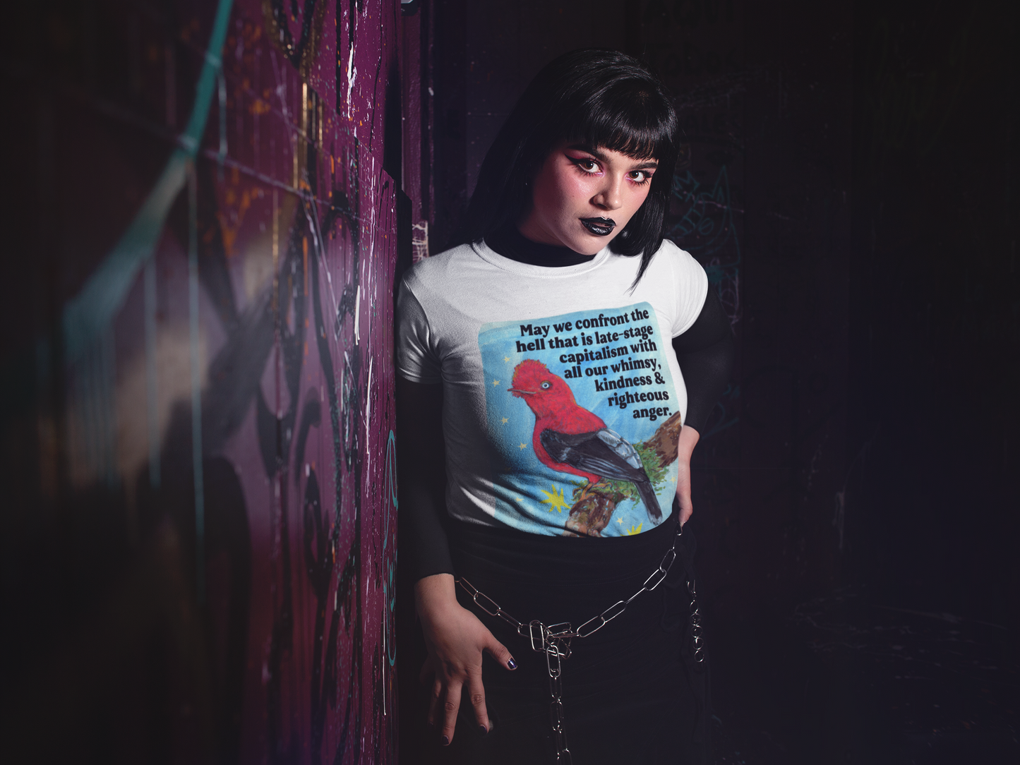 May we confront the hell that is late-stage capitalism with all our whimsy, kindness and righteous anger: feminist shirt