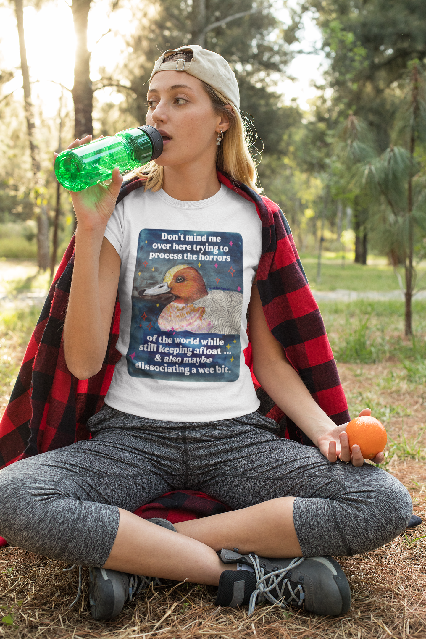 Don't mind me over here trying to process the horrors of the world while still keeping afloat: feminist shirt