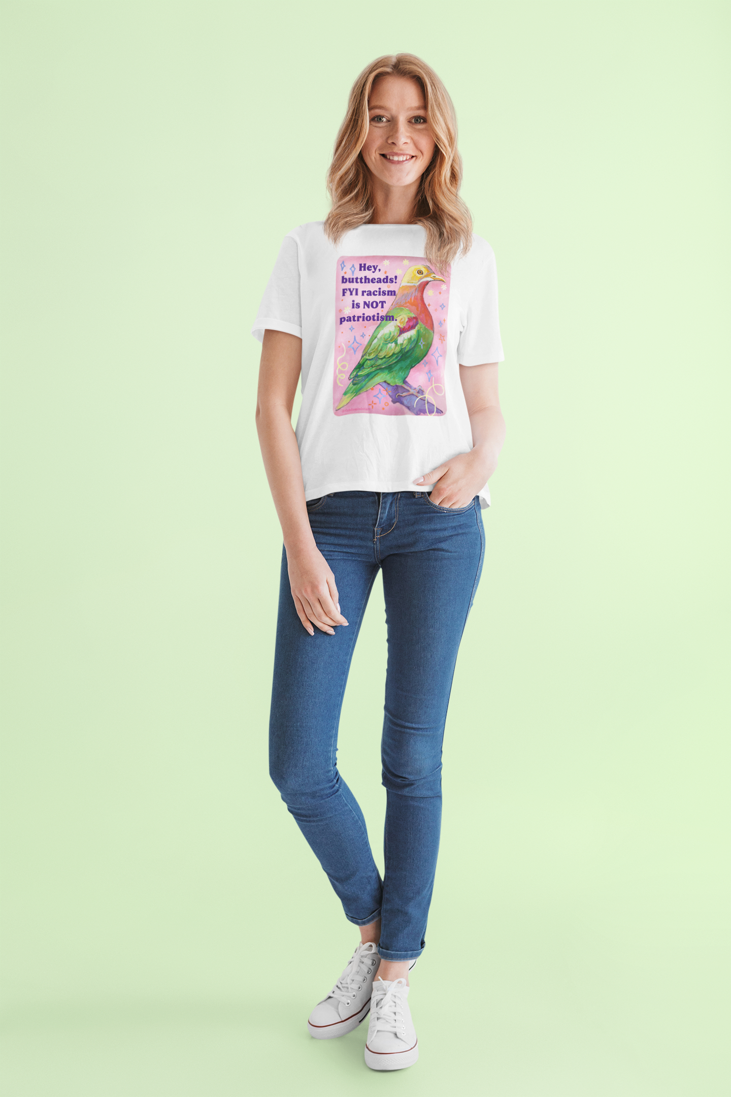 Hey, buttheads! FYI racism is NOT patriotism: feminist shirt