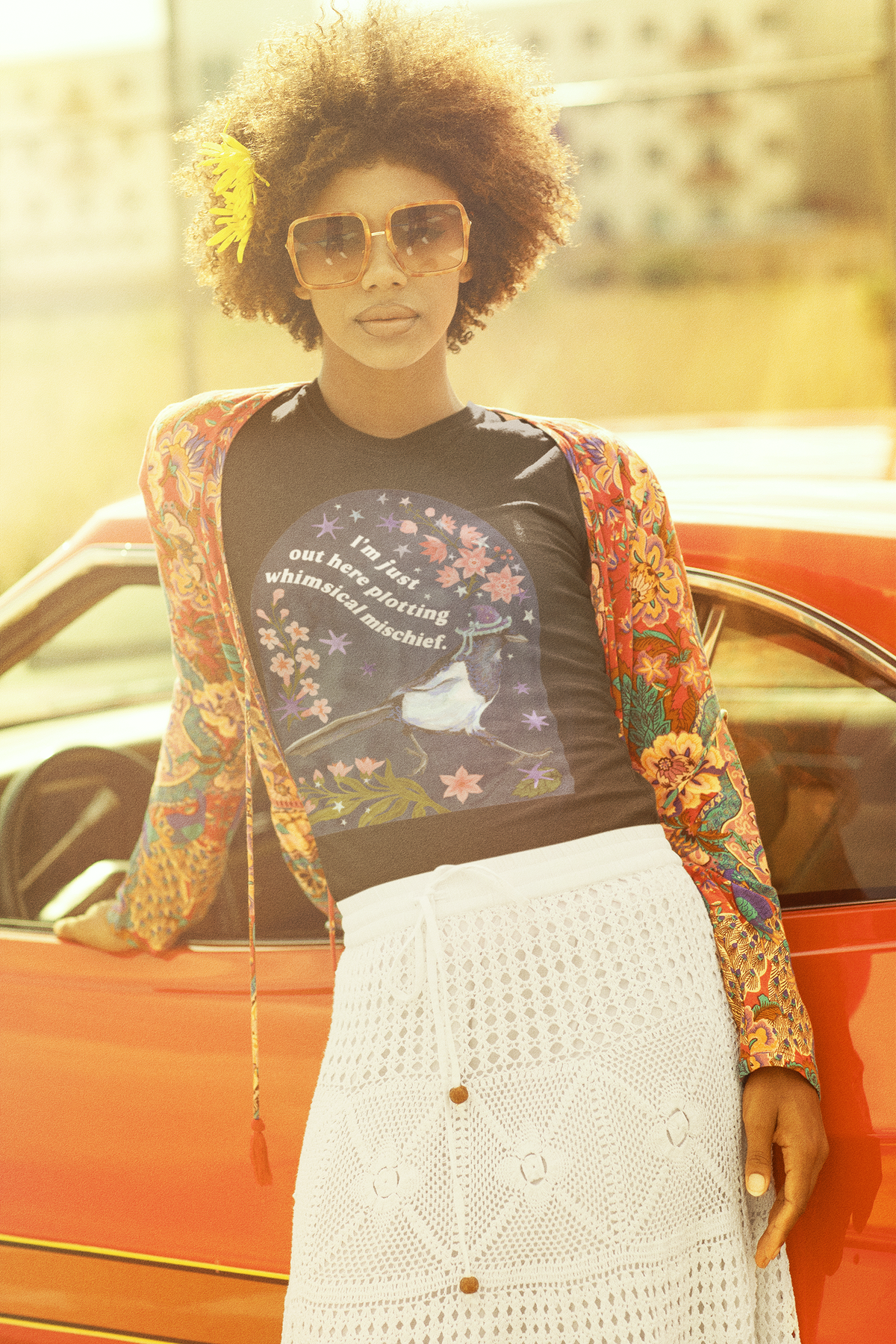 I'm just out here plotting whimsical mischief: magpie tshirt