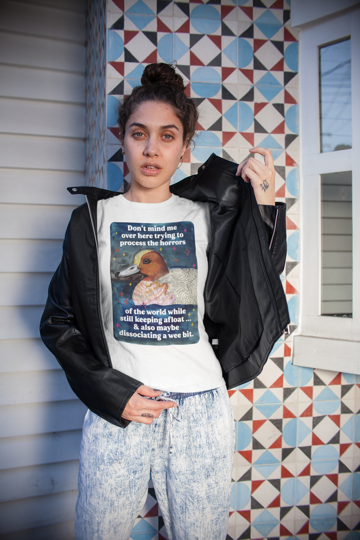 Don't mind me over here trying to process the horrors of the world while still keeping afloat: feminist shirt