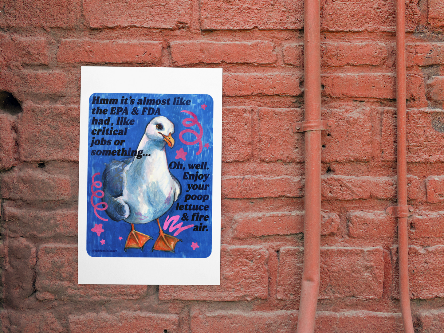 Hmm it's almost like the EPA & FDA had, like, critical jobs or something: feminist art print