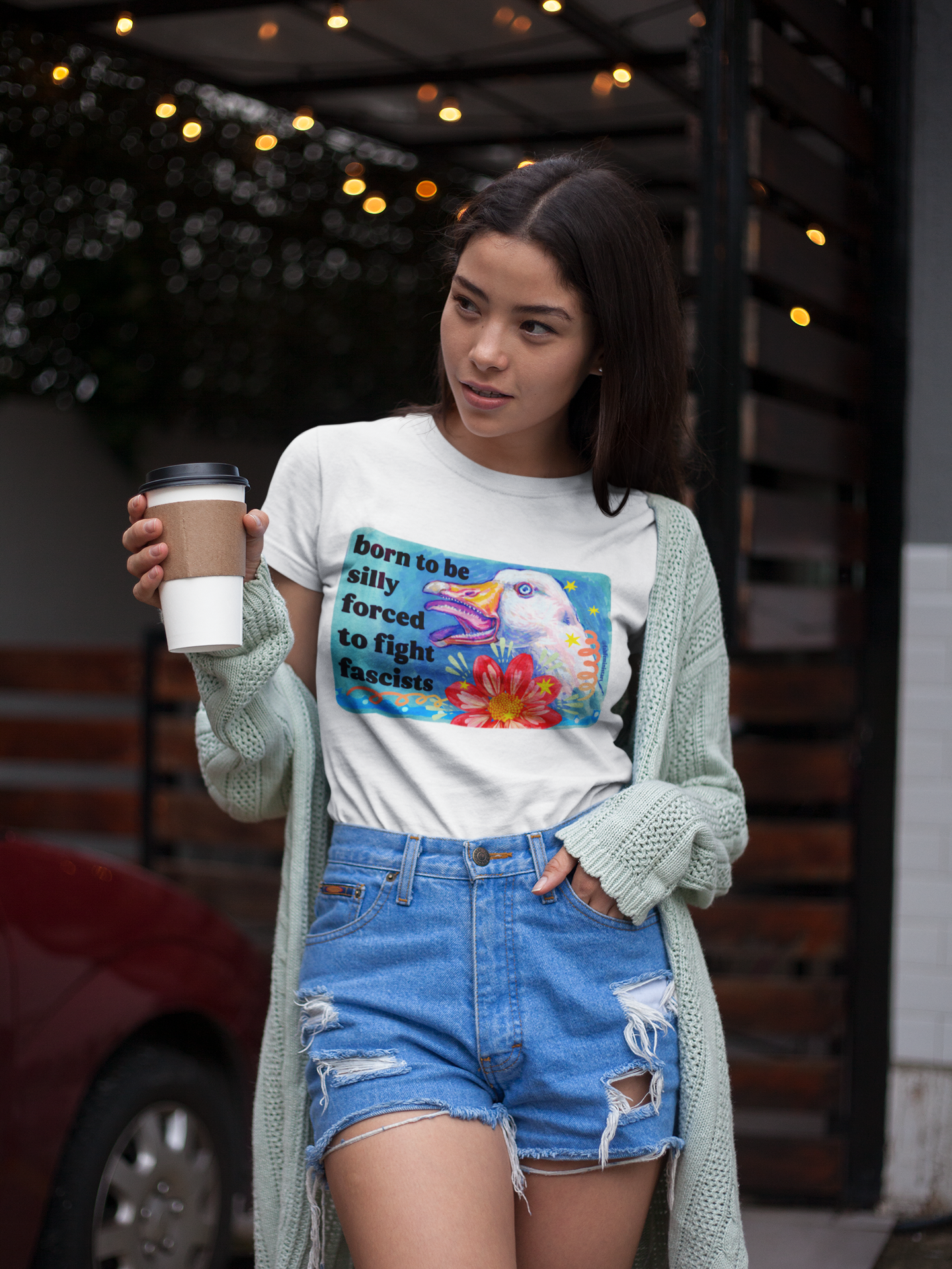 Born to Be Silly, Forced to Fight Fascists: feminist shirt