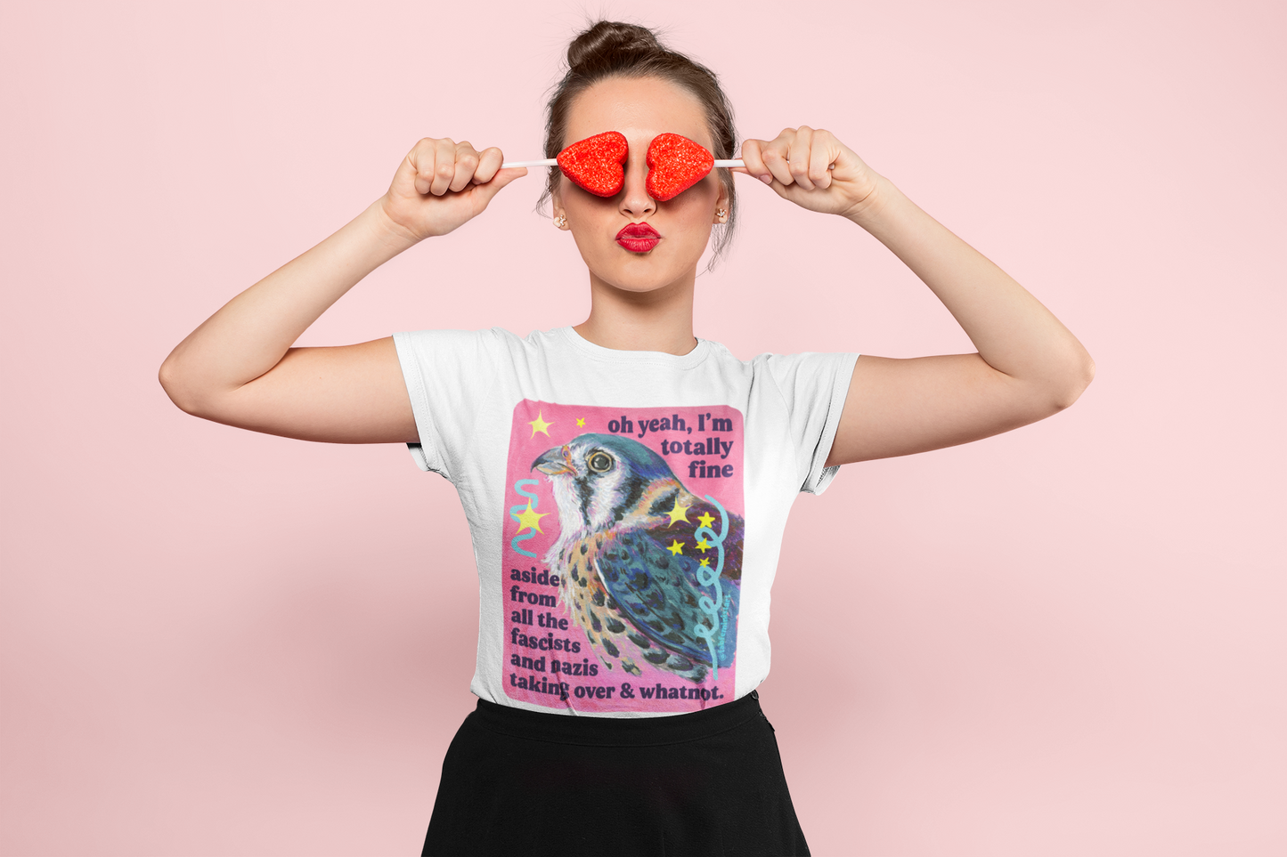 oh yeah, I'm totally fine aside from all the fascists and naz*s taking over and whatnot: feminist shirt