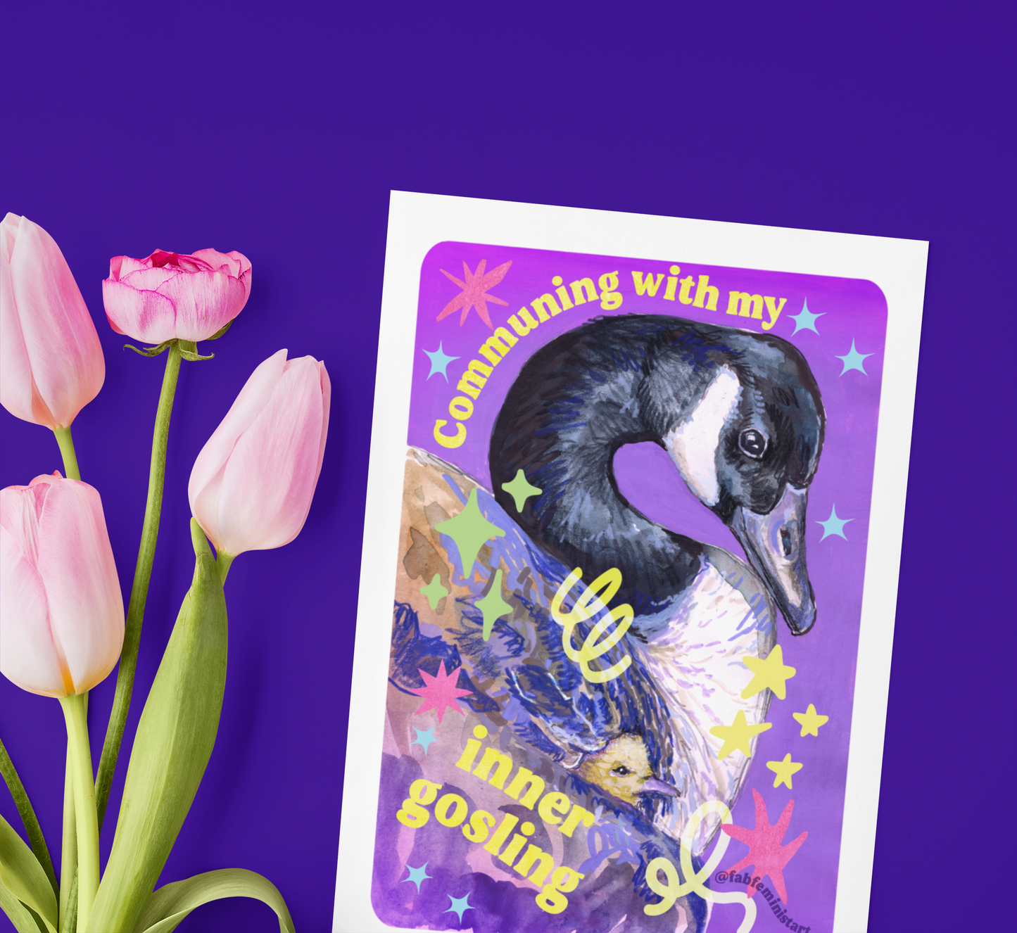 Communing With My Inner Gosling: Mental Health Art Print