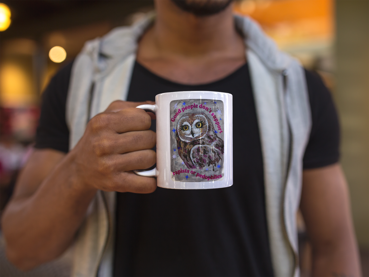 Good people don't support rapists or pedophiles: feminist mug