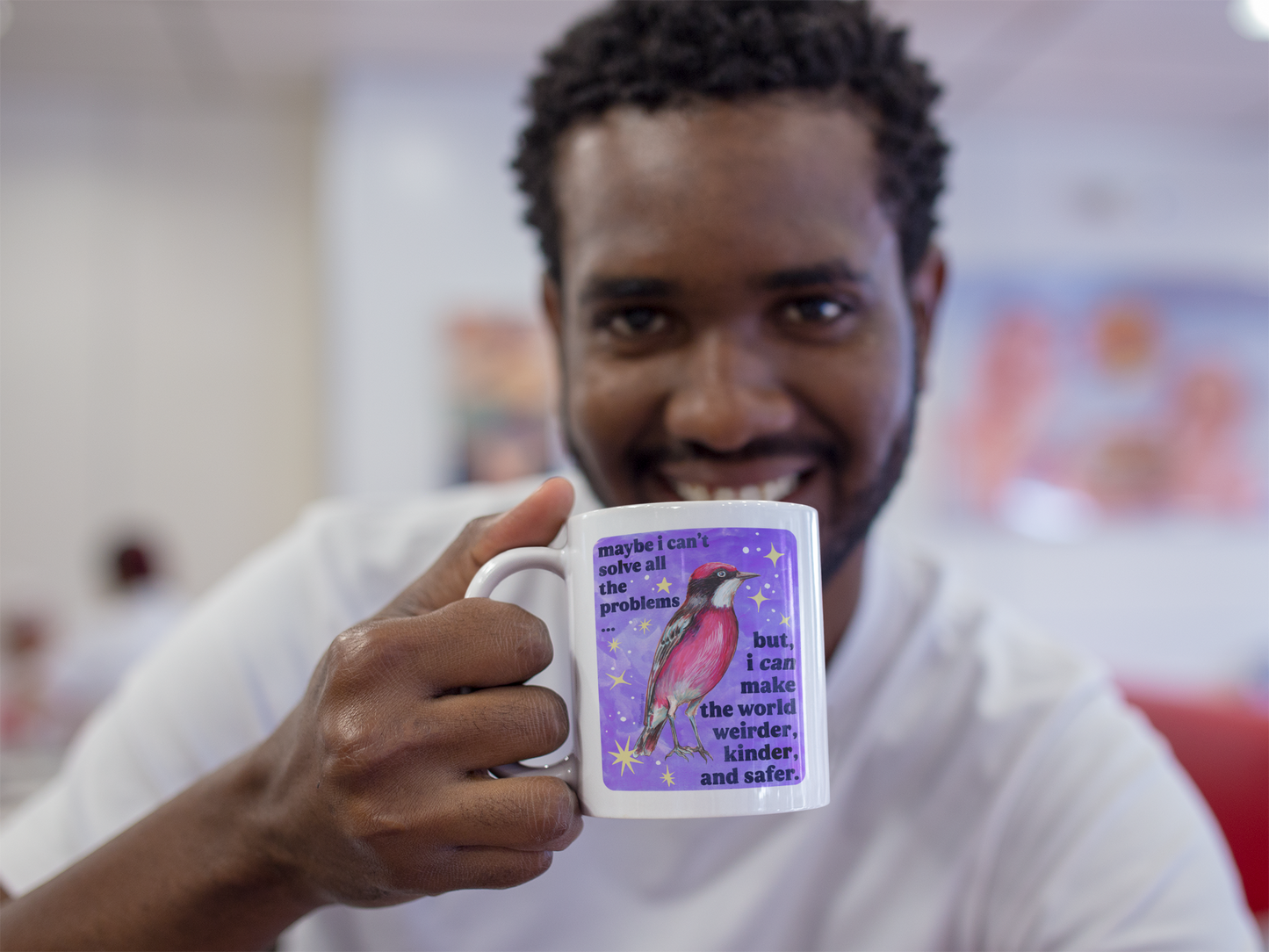 Maybe I Can't Solve All The Problems but I can make the world weirder kinder and safer: feminist mug