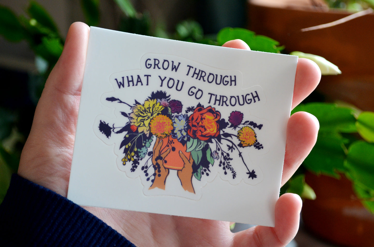 Grow Through What You Go Through: Self Care Laptop Sticker