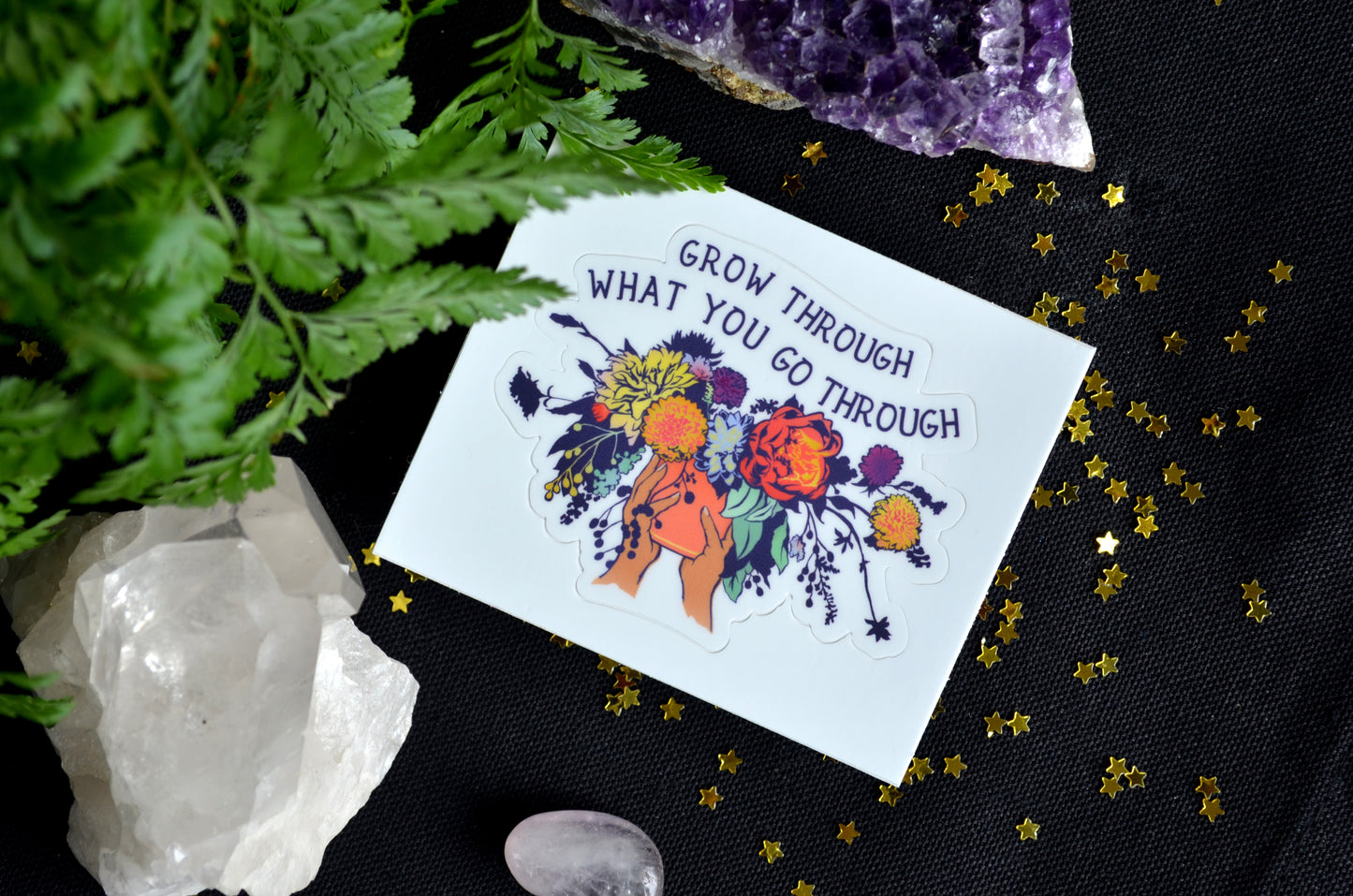 Grow Through What You Go Through: Self Care Laptop Sticker