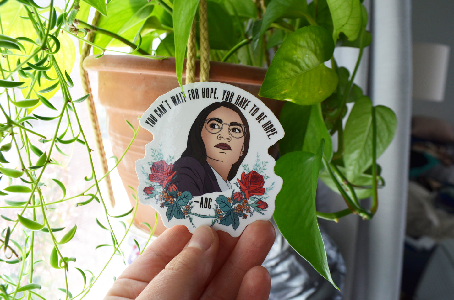 You can't wait for hope You have to be hope, Alexandria Ocasio-Cortez: Feminist Laptop Sticker