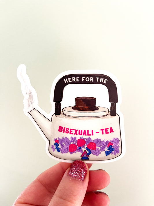 Here For The BisexualiTea: Bi Pride Sticker