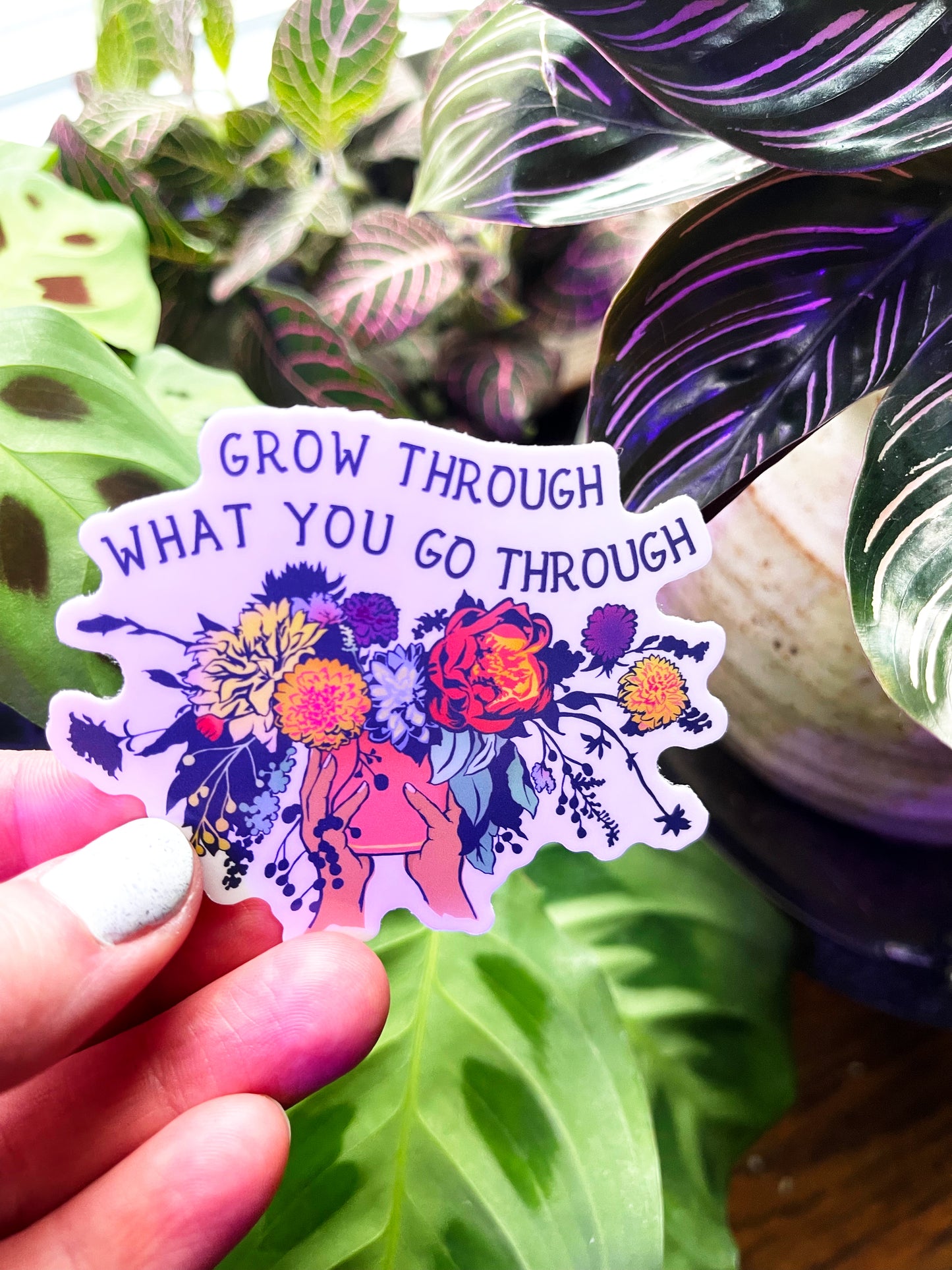 Grow Through What You Go Through: Self Care Laptop Sticker