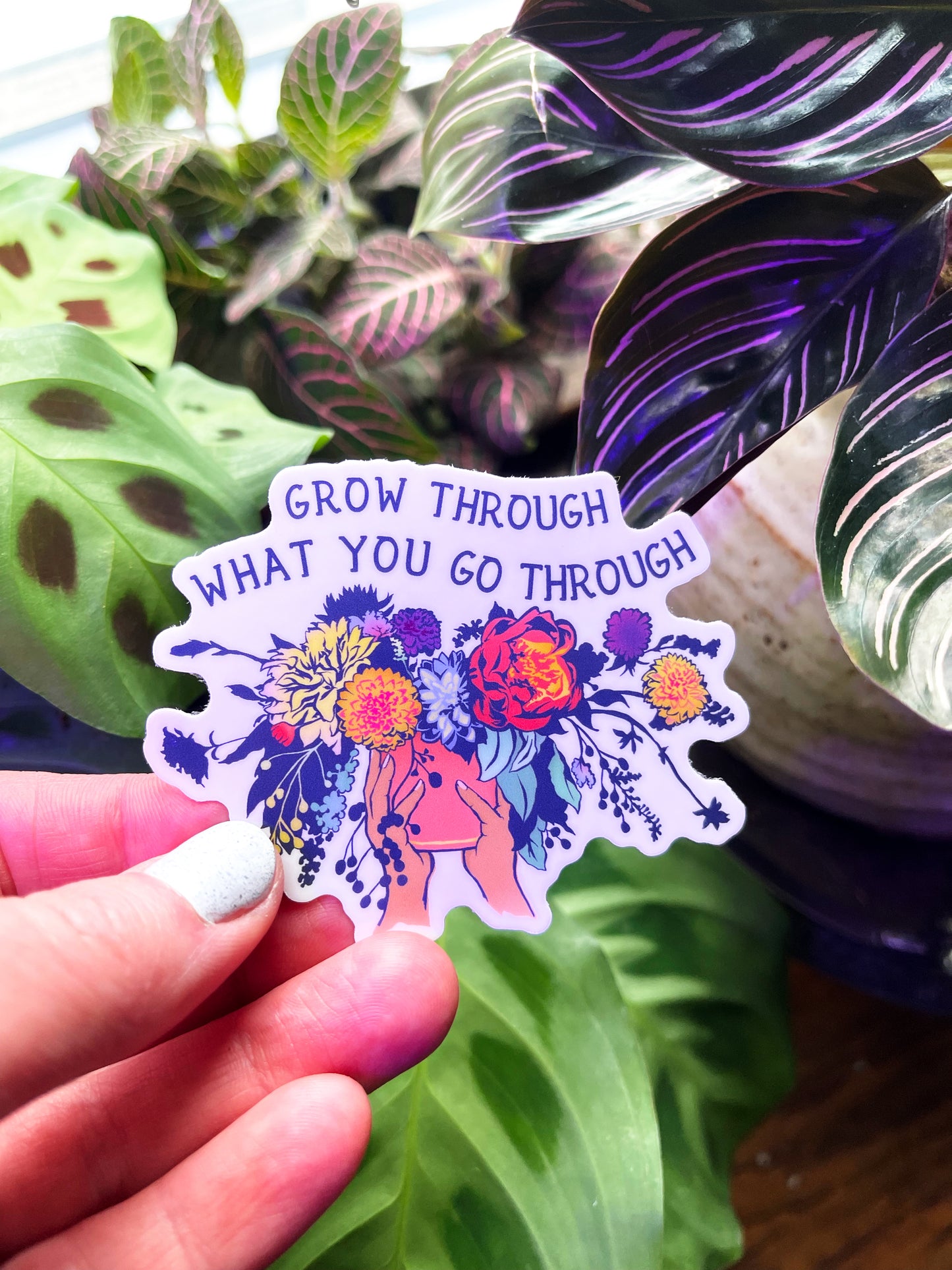 Grow Through What You Go Through: Self Care Laptop Sticker