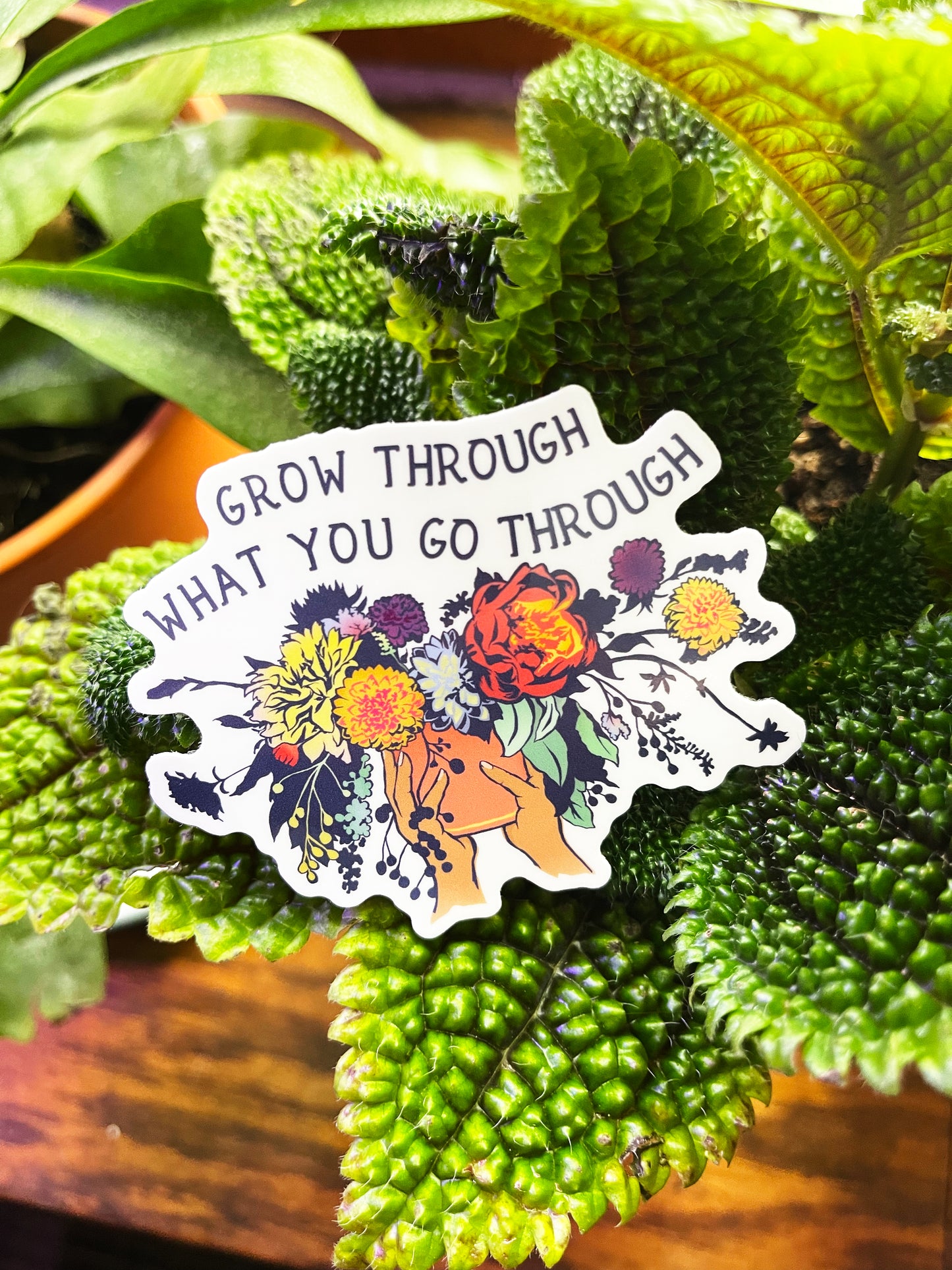 Grow Through What You Go Through: Self Care Laptop Sticker