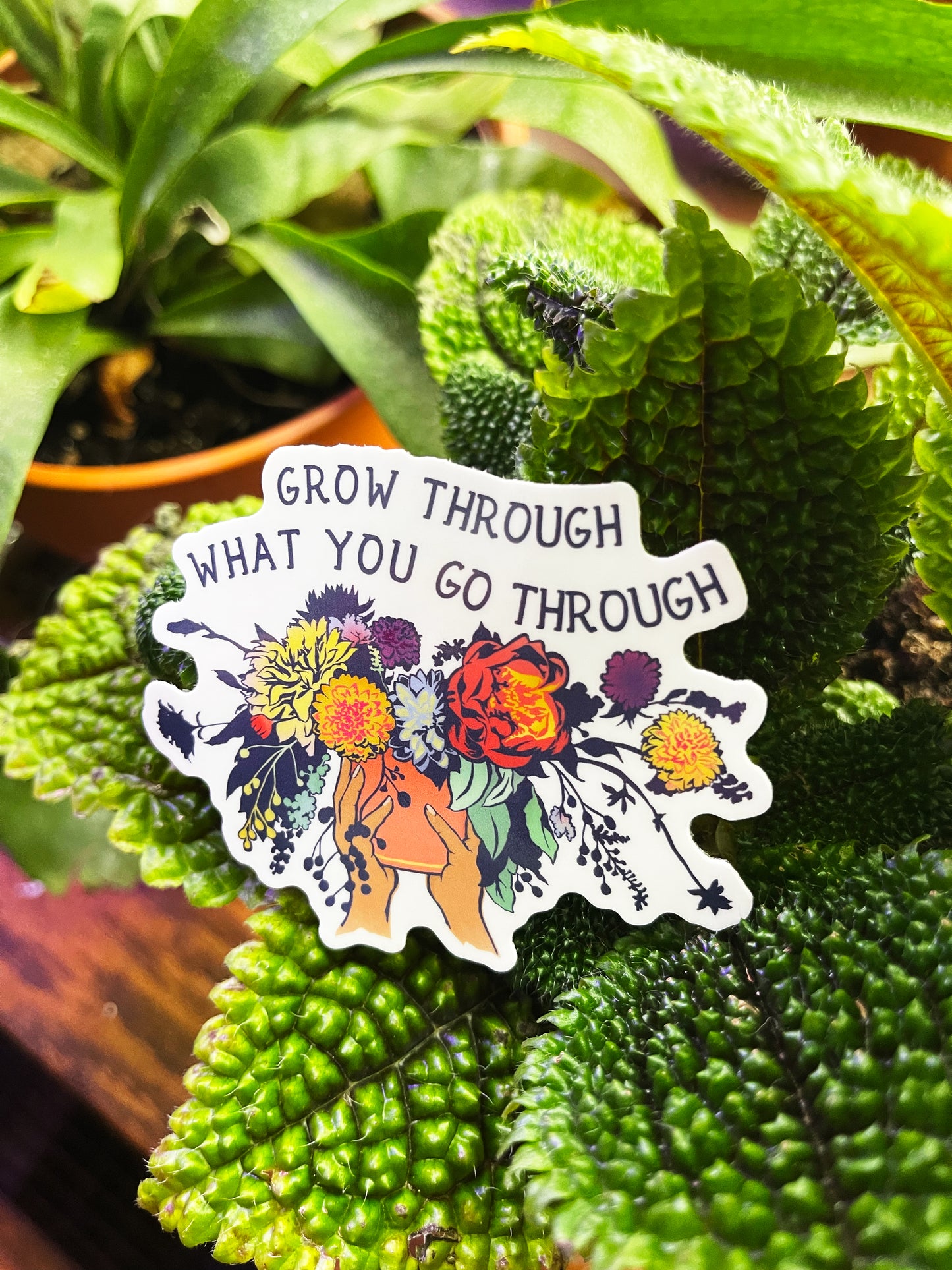 Grow Through What You Go Through: Self Care Laptop Sticker