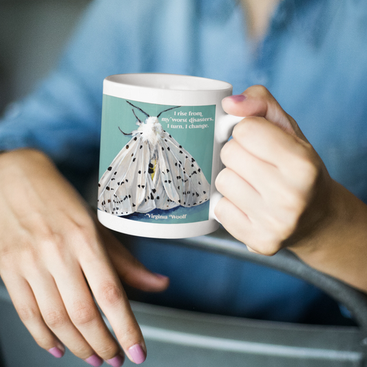 I Rise from my worst disasters I turn I change, Virginia Woolf: Feminist Mug