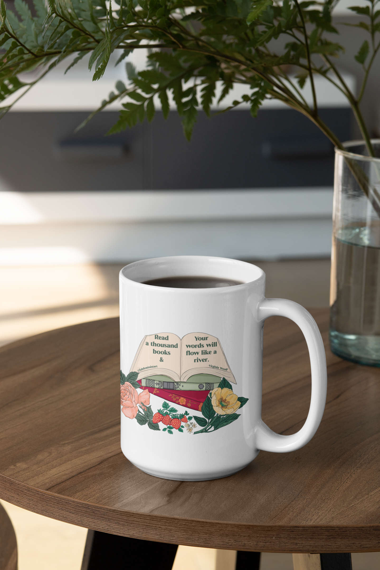 Read a thousand books and your words will flow like a river, Virginia Woolf: Feminist Mug