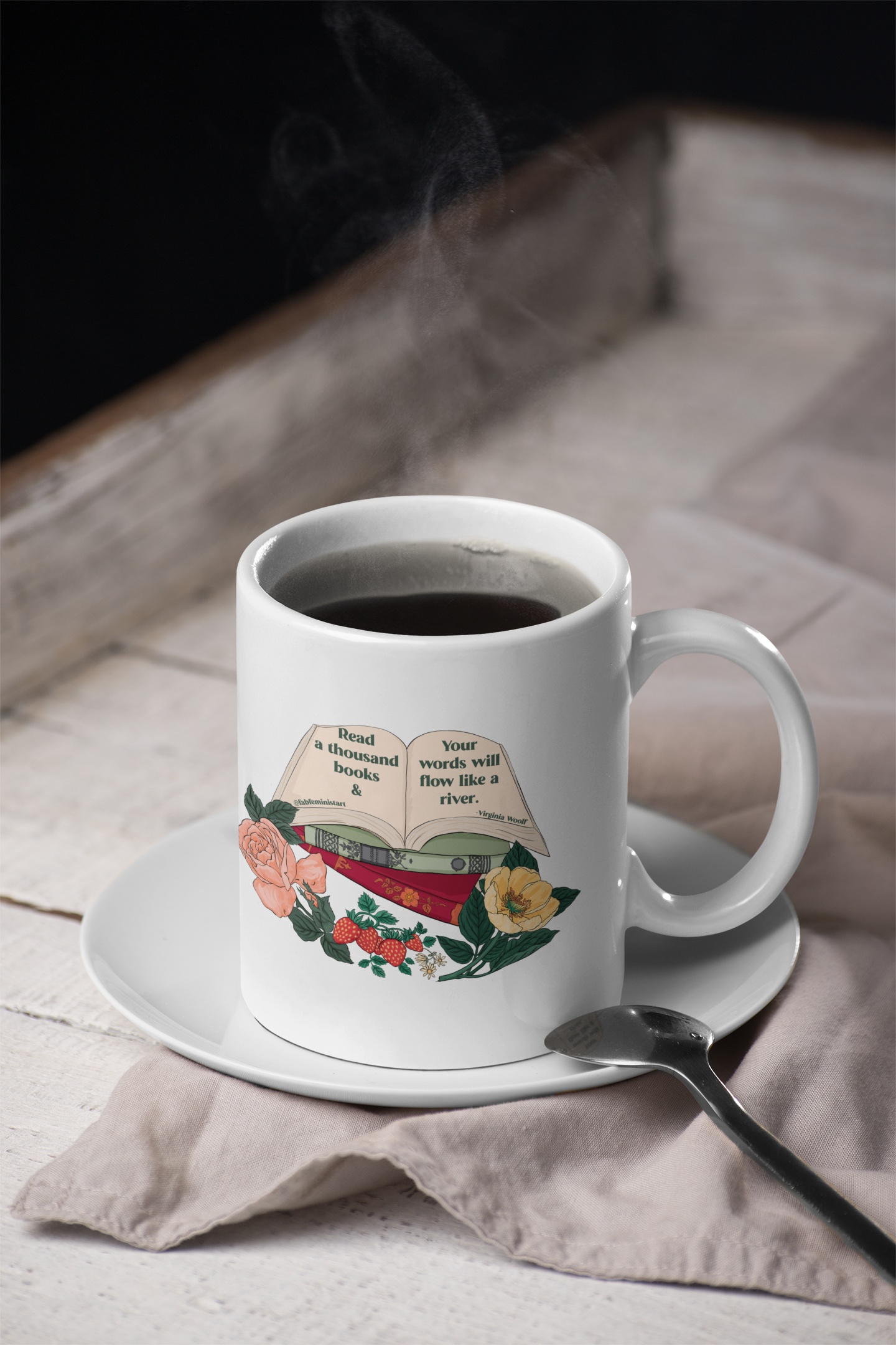 Read a thousand books and your words will flow like a river, Virginia Woolf: Feminist Mug