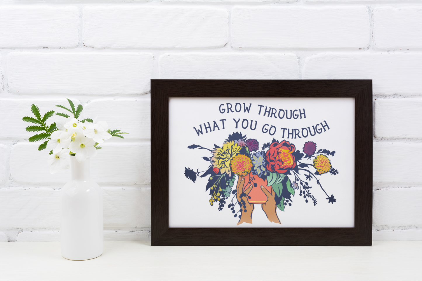 Grow Through What You Go Through: Mental Health Art Print