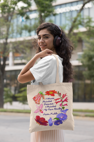 Frida Kahlo: I never painted dreams I painted my own reality, Canvas Tote Bag