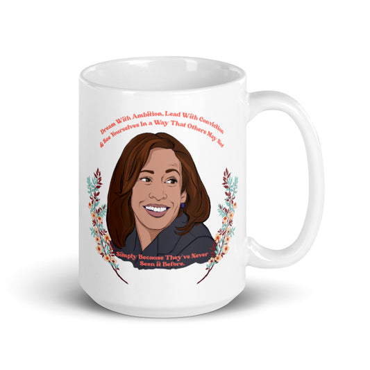 Dream With Ambition, Lead With Conviction, Kamala Harris: Feminist Mug